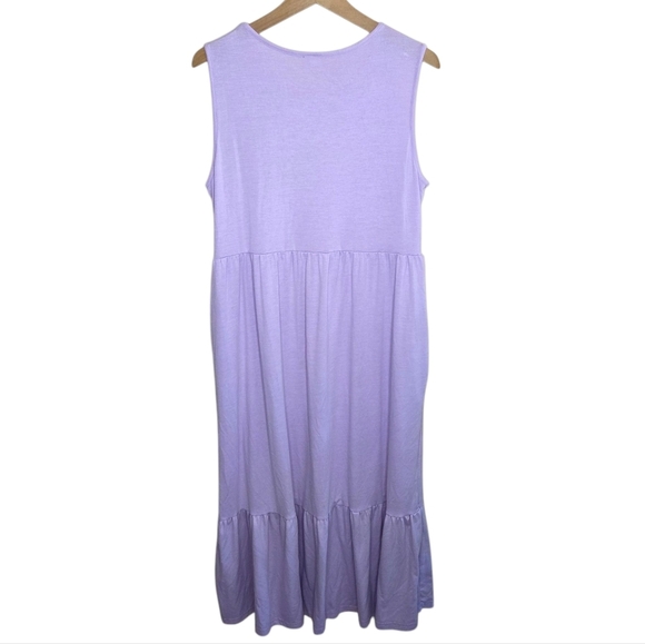 Lavender Sleeveless Tiered Midi Sun Dress Size Large Easy To Wear Comfy - Picture 4 of 5